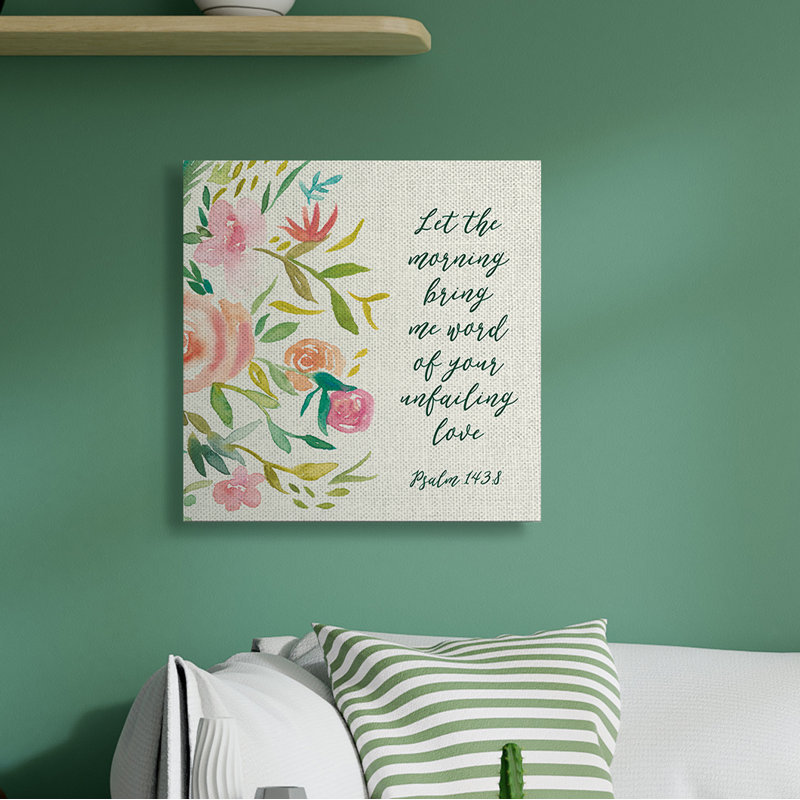 Psaumes 143: 8 Proverbes, charmantes fleurs roses par Studo W - impression, H 30 po x l 30 po x P 1,5 po, Toile tendue