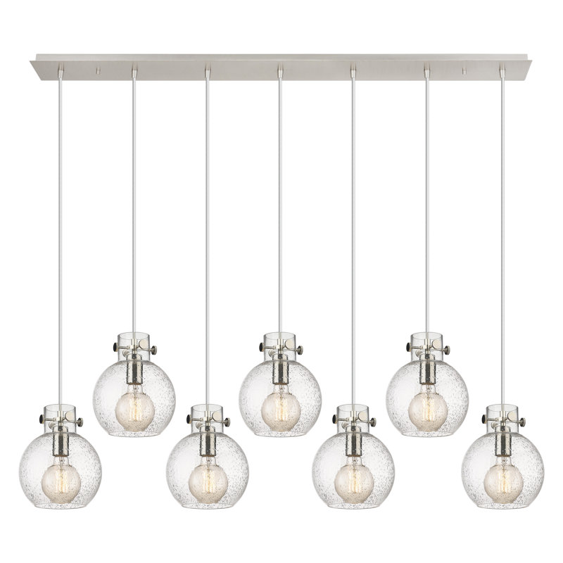 Luminaire suspendu sphère 7 lumières Amrith, Bullé, Nickel poli