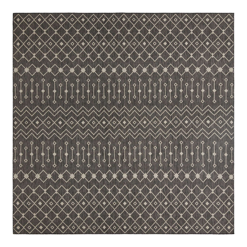 Tapis intérieur / extérieur gris anthracite Leyla, Carré 13 pi