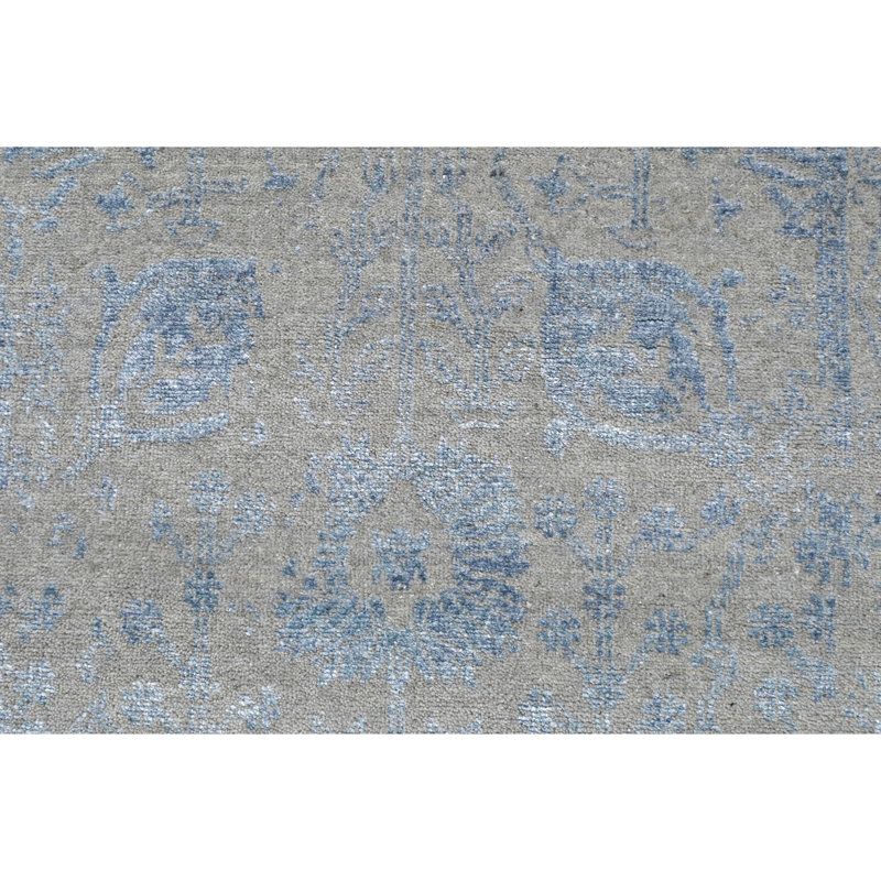 One-of-a-Kind Rectangle 2'6" x 10'2" Area Rug in Silver/Aqua