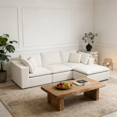 Canapé modulaire en velours côtelé de 108,3 po sans assemblage requis