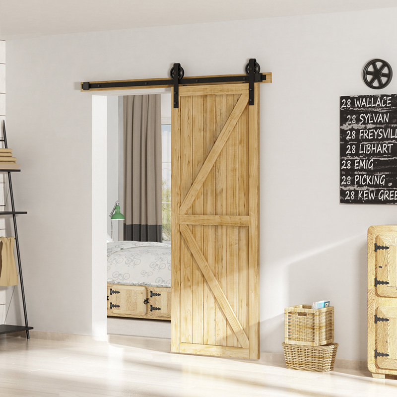 Black Steel Barn Door Hardware Kit Standard Single, 79.2 in.