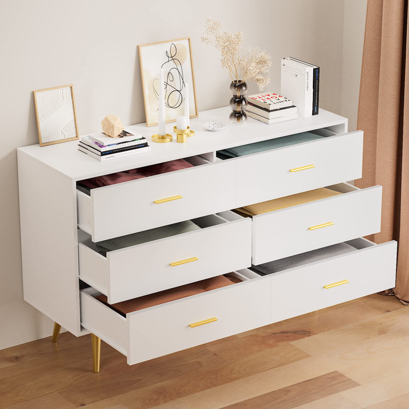 Commode 6 tiroirs Sejan, Blanc