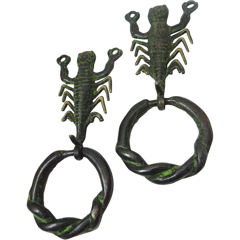 Handcrafted Brass Lizard Door Knocker, 7.8 in., Tribal Animal Design, Indian Artisan Hardware for Entryway & Foyer