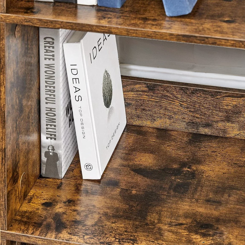Alfonse 30cm H x 100cm W Cube Bookcase Shelves Industrial Rustic Brown Furniture
