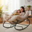 Chaise berçante d'extérieur en osier moderne avec design Papasan et coussin moelleux-2130112632