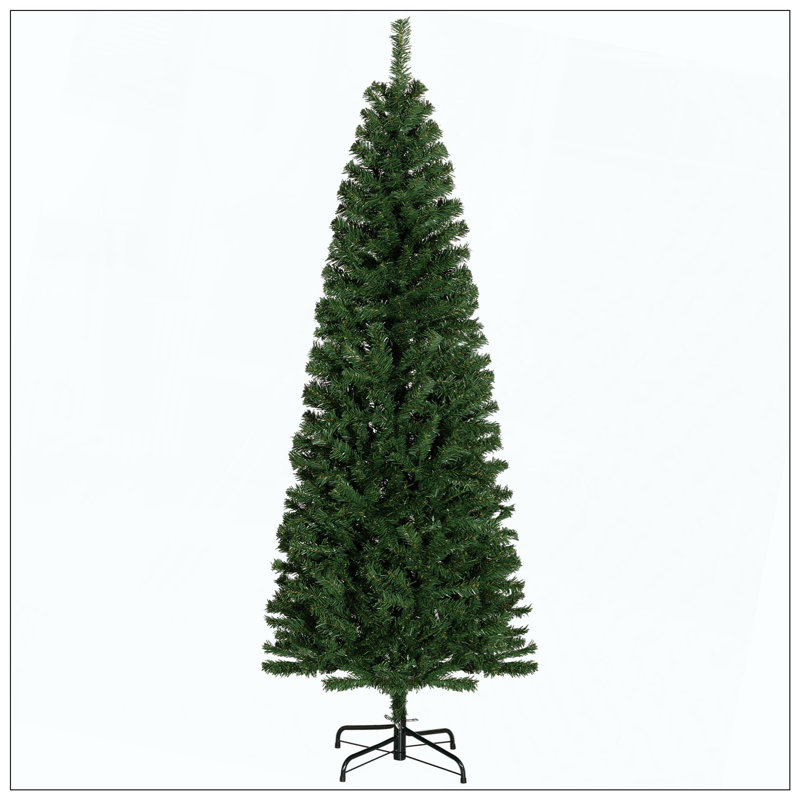 Sapin de Noël artificiel à forme allongée non illuminé avec branches réalistes, sapin d'Halloween avec 618 pointes, H 5,9 pi