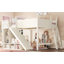 Lit mezzanine avec tablettes de rangement et garde-robe, lits mezzanine en bois massif avec glissière amovible et échelles-131128817-131128820
