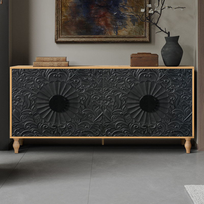 Armoire de rangement Ornamental, Black/Natural