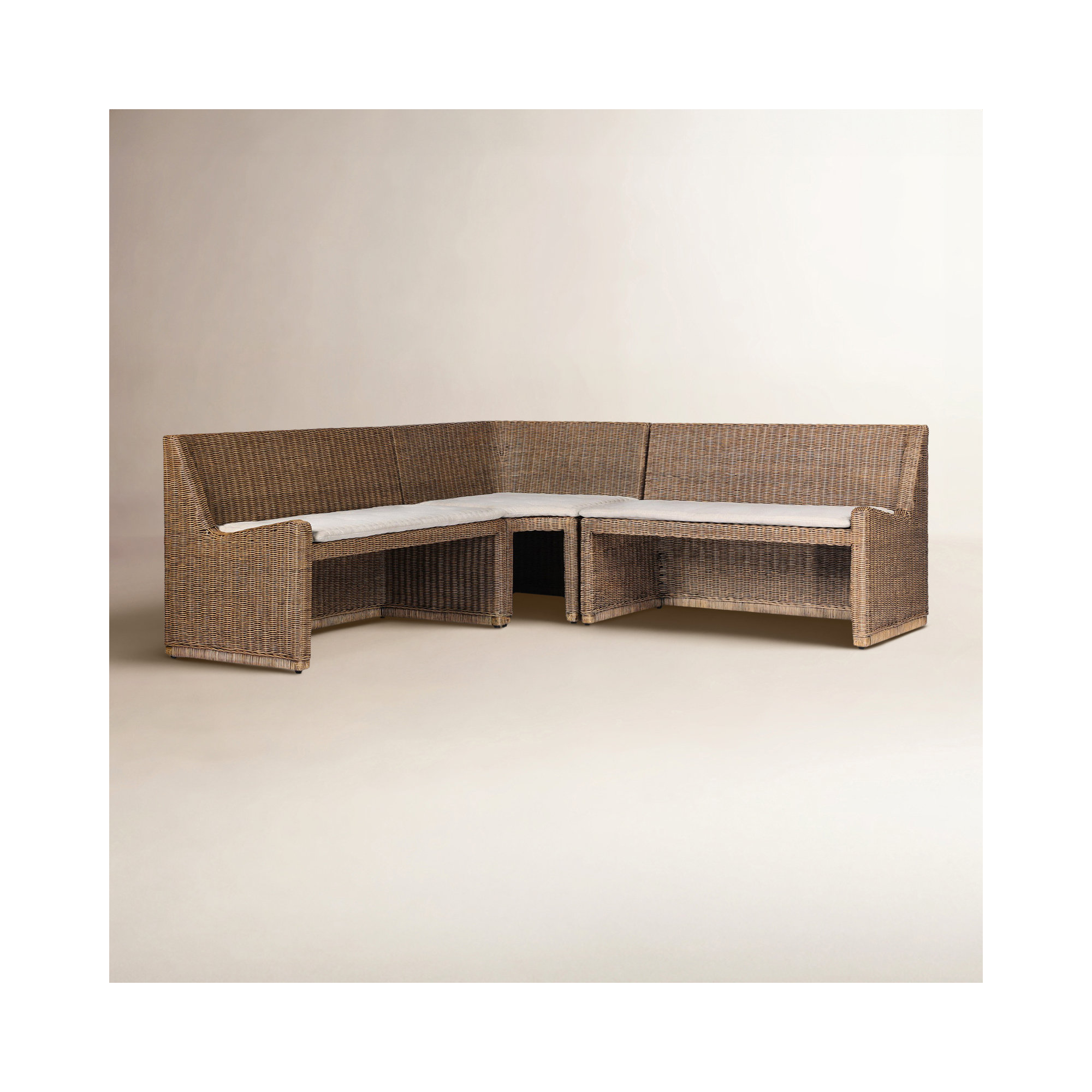 Senna 83" Woven Dining Banquette, 32.5" H x 83.25" W x 83.25" D, Right Hand Facing