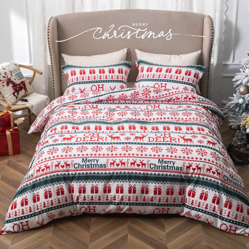 Ensemble de housse de couette en microfibre de satin de coton, Queen Duvet Cover + 2 Queen Shams