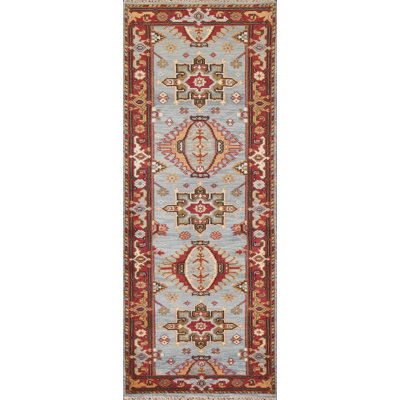 Tapis de couloir géométrique en laine 3x8