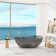 Marfa 63'' x 37'' Oval Wave Semi Transparent Resin Freestanding Soaking Bathtub