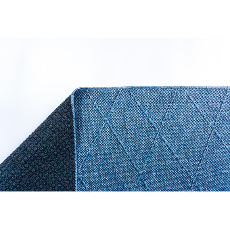 Tapis kilim décoratif antidérapant Mila Blue, Rectangle 5 pi x 13 pi 2 po