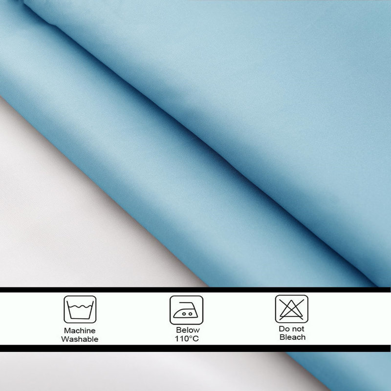 Rideau de douche en tissu bleu clair avec fenêtre en filet transparent, doublure de salle de bain moderne en polyester hydrofuge, 48 po x 72 po, avec crochets en plastique gratuits