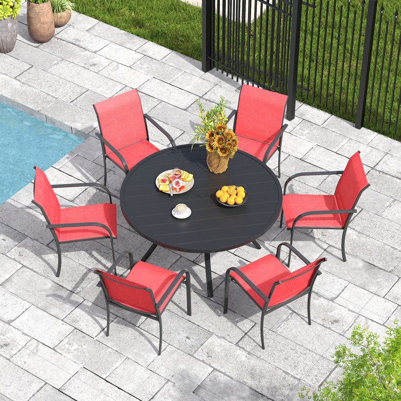 Ensemble repas extérieur pour 6 personnes, Noir / Rouge