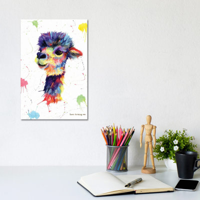 Multicolor Alpaca by Sarah Stribbling - Gallery-Wrapped Canvas Giclée on Canvas
