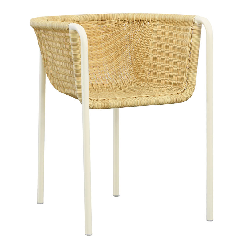 Kamille Rattan and Metal Outdoor Dining Chair