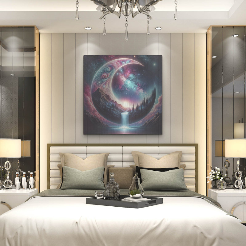  «Moon World 1» par Rey Klimt, art mural en métal, H 36 po x l 36 po