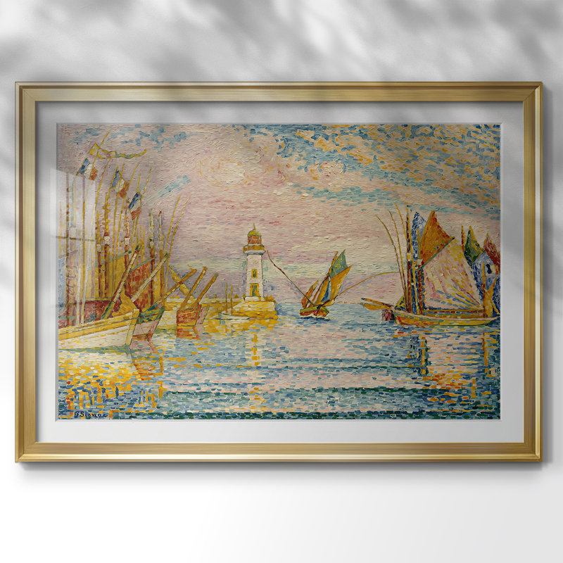 Le phare de Groix-Paul Signac - reproduction d'art avec passe-partout et verre - 1925, 26,5 x 36,5, Impression encadrée, Doré