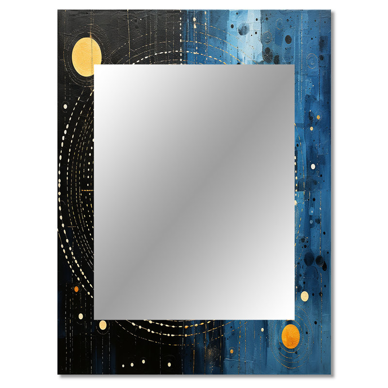 Bleu minimalisme lune V - miroir mural minimaliste, miroir décoratif moderne, impression d'art en métal, 40 po x 30 po
