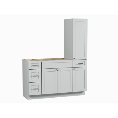 Disar 63'' Single Bathroom Vanity With Right Tall Linen Cabinet Dovetail Solid Wood Drawer Base Only
