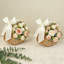 2 paniers décoratifs avec poignée et ruban à nœuds, panier à fleurs en osier rustique, panier décoratif pour mariage, Noël, nouvel an et fête