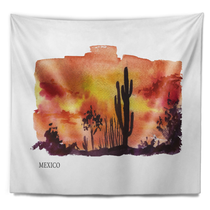 Tapisserie d'illustration vectorielle mexico cityscape, H 50 po x l 60 po