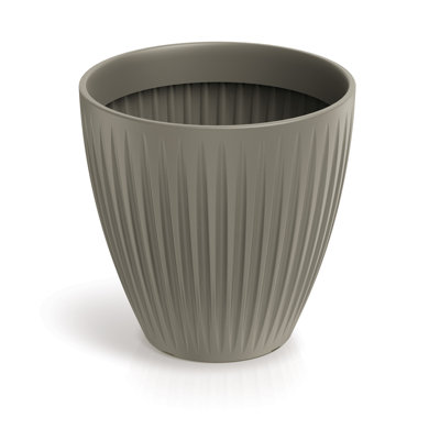 Latia 18.5" Round Plastic Flower Planter Pot – Lightweight, Crack-Resistant, Indoor/Outdoor, Granite Graphite