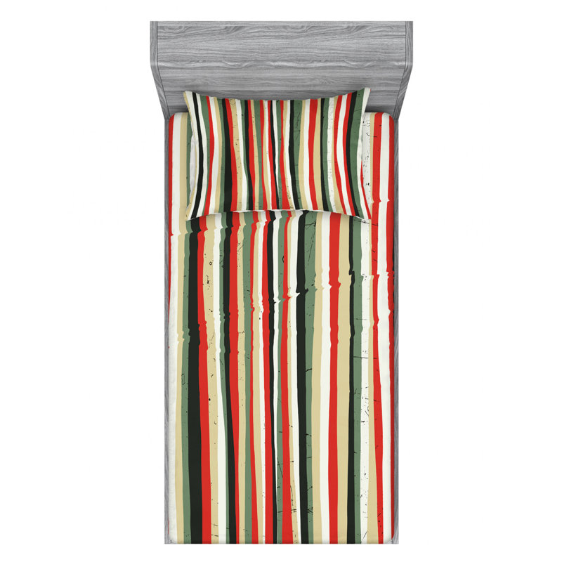 Microfiber Striped Sheet Set, Twin XL Sheet Set + Fitted Sheet + 1 Pillowcase, Pink/White Striped
