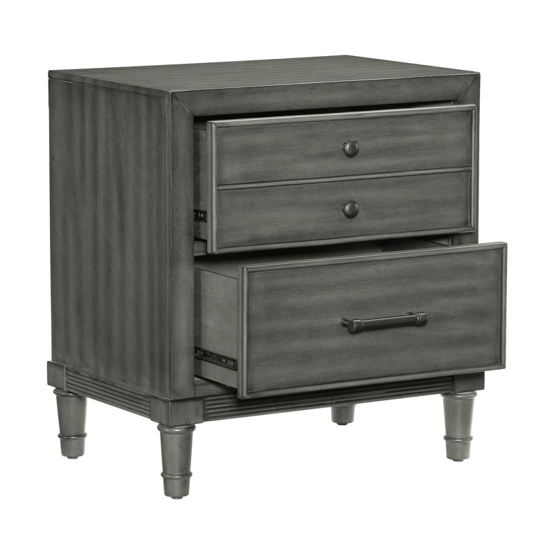 Bedroom Nightstand In Grey With Quality Materials Engineered Wood - Transitional Style Piece