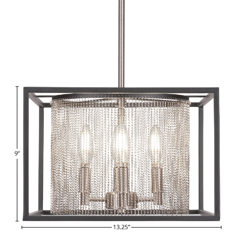 Luminaire suspendu 4 tiges Cadina, fini noir mat et nickel brossé