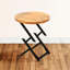 Table d'appoint, table de bout avec plateau rond en bois et pieds en fer