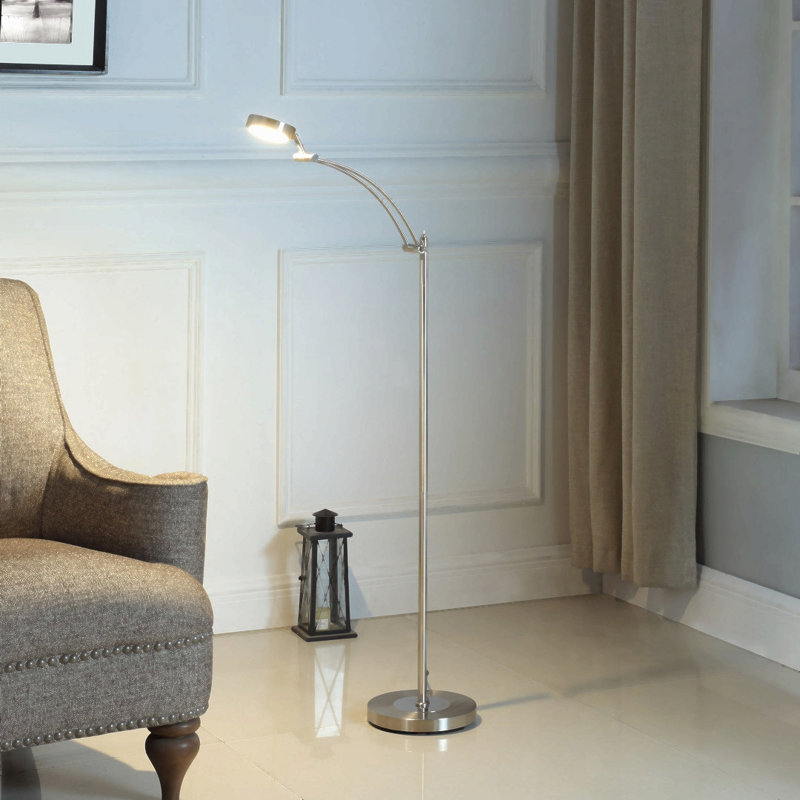 White Metal with Side Table LED Floor Lamp