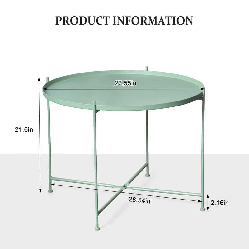 Table de bout en acier Agassi, H 21,6 po x l 27,55 po x P 27,55 po, Vert