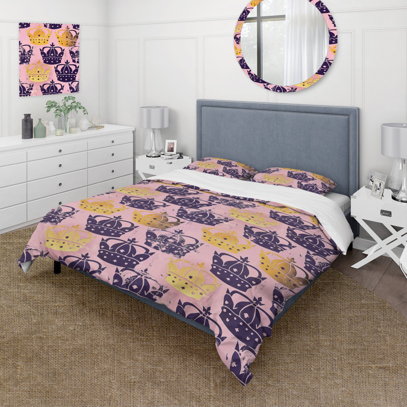 Ensemble de housse de couette mauve et doré Royal Glam Royal Crown II, Housse de couette très grand et 2 très grandes t