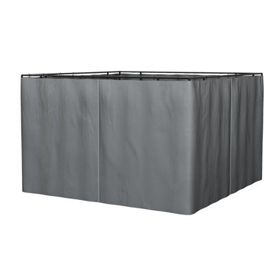 10' X 12' Universal Gazebo Curtains, Gray With Securing Straps And Hooks, Enhances Outdoor Privacy Zippered Entry, Blocks Unwanted Views Sunlight