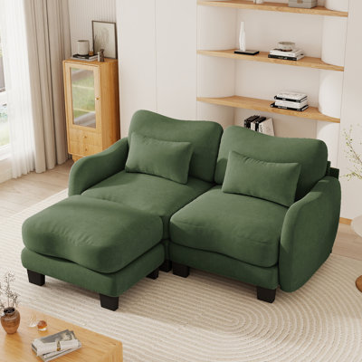 70.8''Modern Chenille Loveseat Sofa with Modular Ottoman