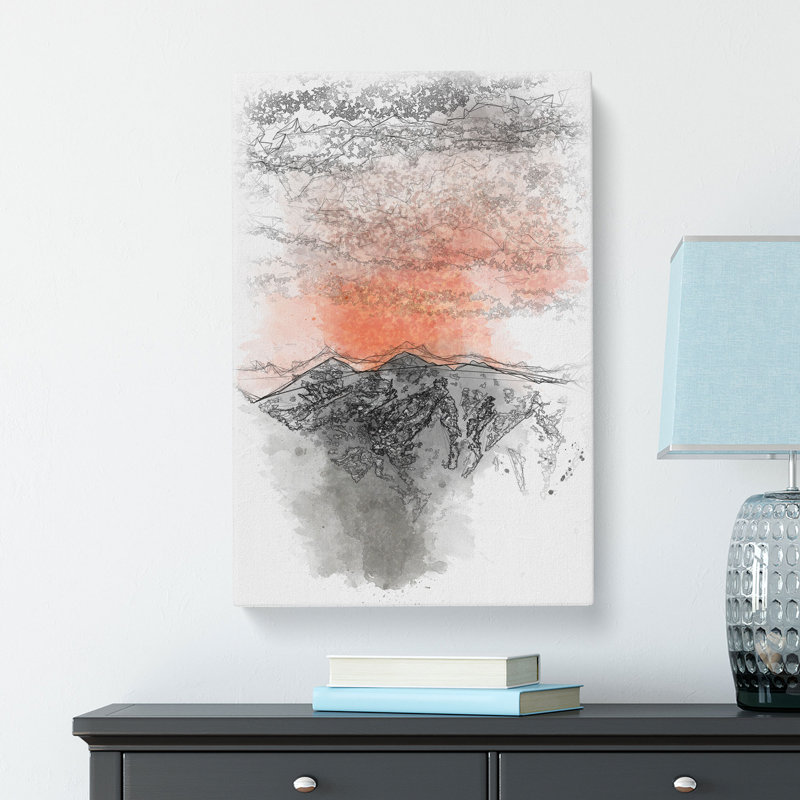 Orange Sky Above Mountains In Italy - Wrapped Canvas, 76cm H x 50cm W x 3cm D