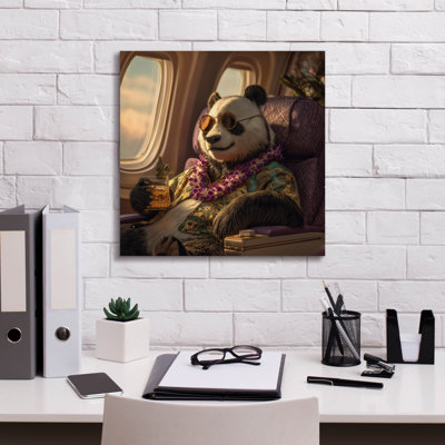 «Panda Holiday To Hawaii» par Ann Klee, art mural sur toile, 18 po x 18 po