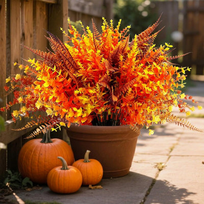 9 faisceaux artificiels de fausses fleurs d'automne pour les décorations de jardinières d'extérieur de ferme, plantes en plastique de fleurs de soie résistantes aux rayons UV pour le patio de jardin de la véranda de l'Action de grâce