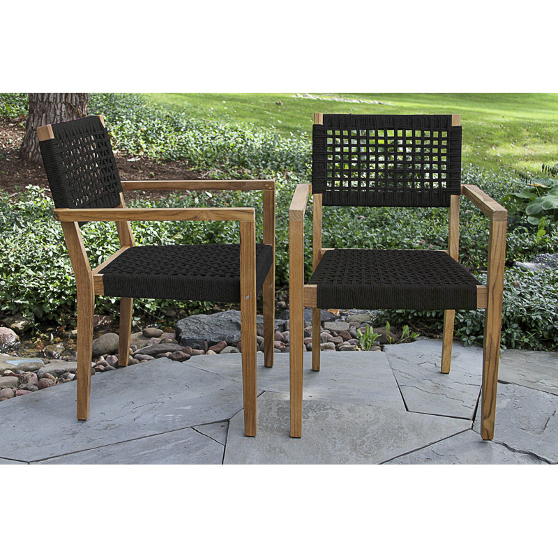 Koonce 6 - Person Patio Dining Set with Extendable Rectangular Table, Brown/Black