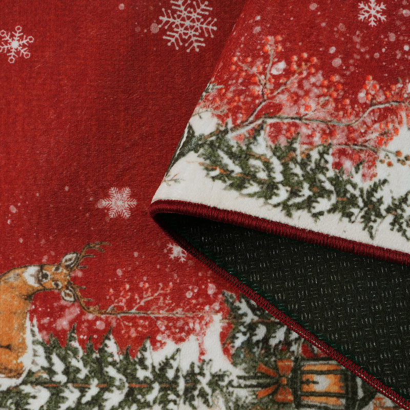 Tapis de Noël Snowy Village, Red, Runner 2' x 10'
