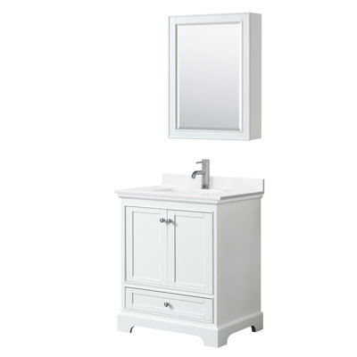 Ensemble de meuble-lavabo simple autoportant 30 po avec plateau en quartz Deborah