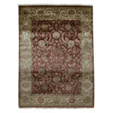 Hand Knotted Wool Oriental Area Rug in Red And Ivory