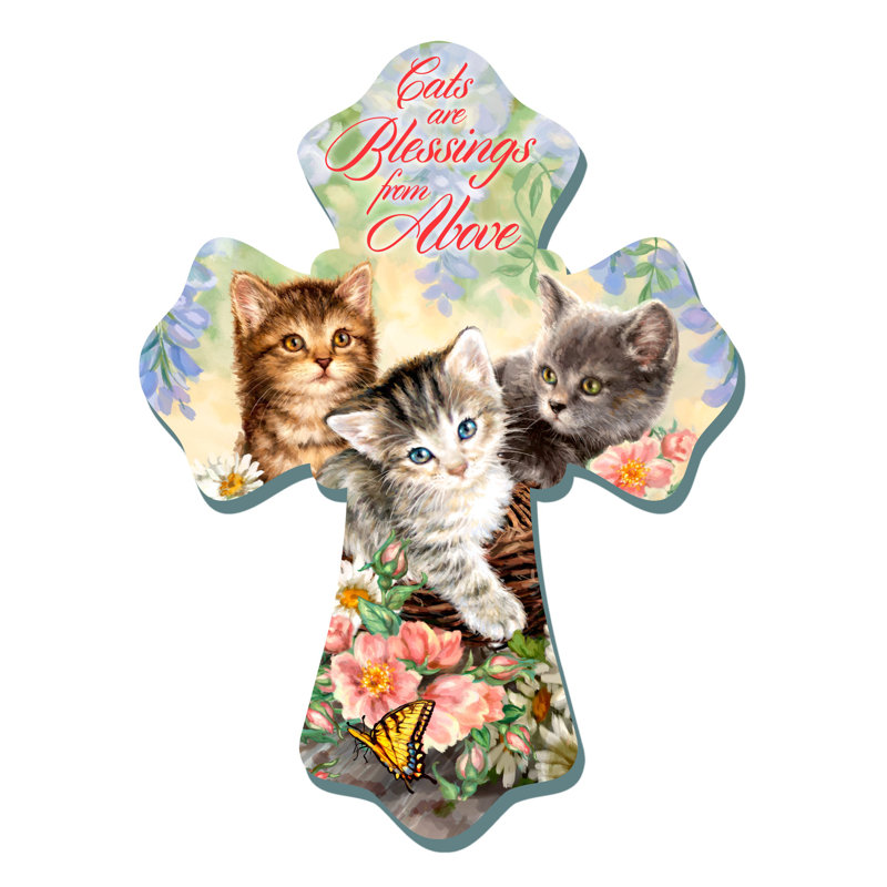 Cats Are Blessings Wooden Cross
