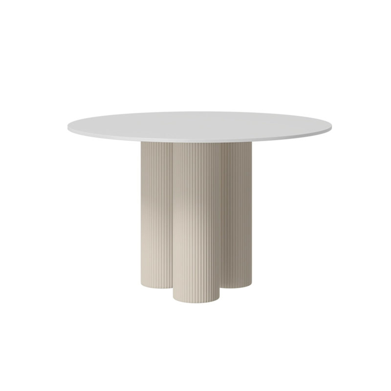 White Round Sintered Stone Dining table, 29.53”H x 43.31”L x 43.31”W