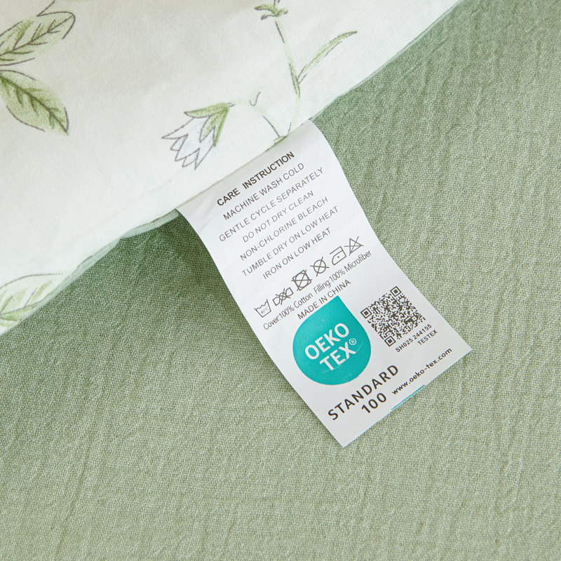 Floral Comforter Set Printed Green Plants On White Comforter Soft Lightweight Cute Bedding Set For All Seasons