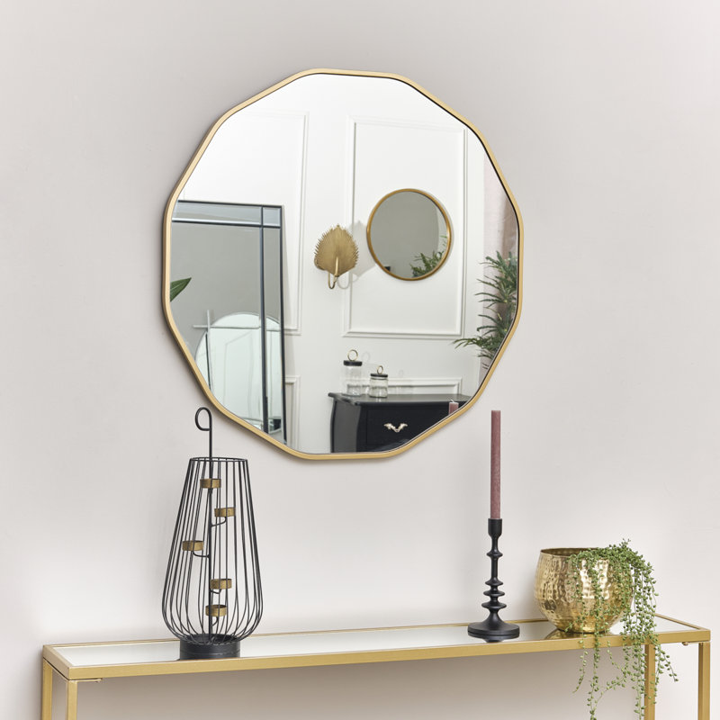 Abbielouise Metal Flat Wall Mirror, Gold
