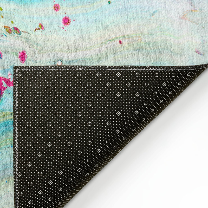 Chenille Washable Abstract Indoor / Outdoor Rug, Rectangle 1'8" x 2'6"